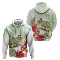 Pastel Green Hawaii Chameleon Christmas Hoodie Mele Kalikimaka Kakau - Watercolor LT14 - Polynesian Pride
