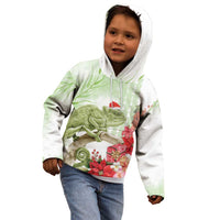Pastel Green Hawaii Chameleon Christmas Kid Hoodie Mele Kalikimaka Kakau - Watercolor LT14 - Polynesian Pride