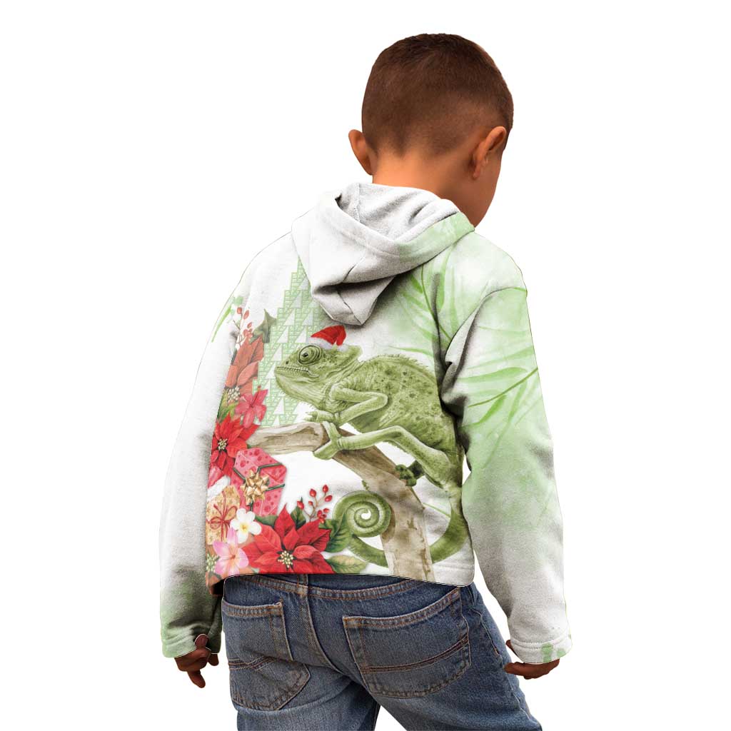Pastel Green Hawaii Chameleon Christmas Kid Hoodie Mele Kalikimaka Kakau - Watercolor LT14 - Polynesian Pride