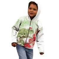 Pastel Green Hawaii Chameleon Christmas Kid Hoodie Mele Kalikimaka Kakau - Watercolor LT14 - Polynesian Pride
