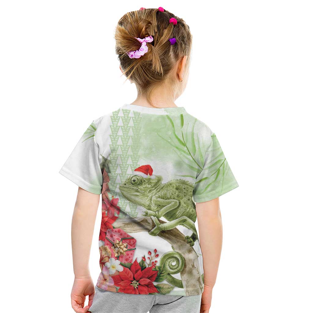 Pastel Green Hawaii Chameleon Christmas Kid T Shirt Mele Kalikimaka Kakau - Watercolor LT14 - Polynesian Pride