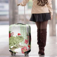 Pastel Green Hawaii Chameleon Christmas Luggage Cover Mele Kalikimaka Kakau - Watercolor LT14 - Polynesian Pride