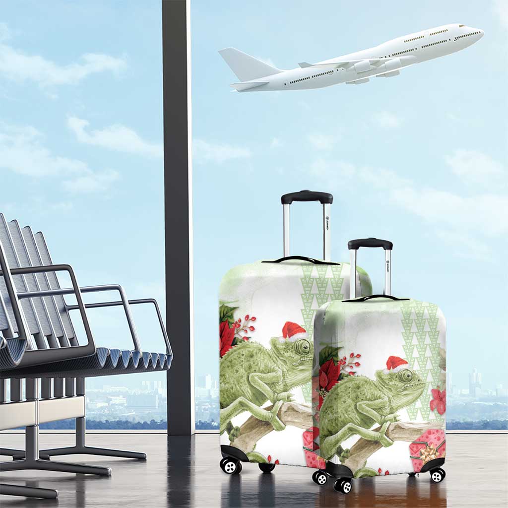 Pastel Green Hawaii Chameleon Christmas Luggage Cover Mele Kalikimaka Kakau - Watercolor LT14 - Polynesian Pride