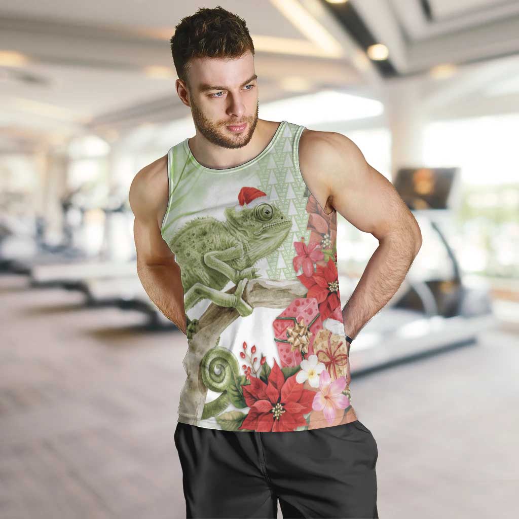 Pastel Green Hawaii Chameleon Christmas Men Tank Top Mele Kalikimaka Kakau - Watercolor LT14 Green - Polynesian Pride