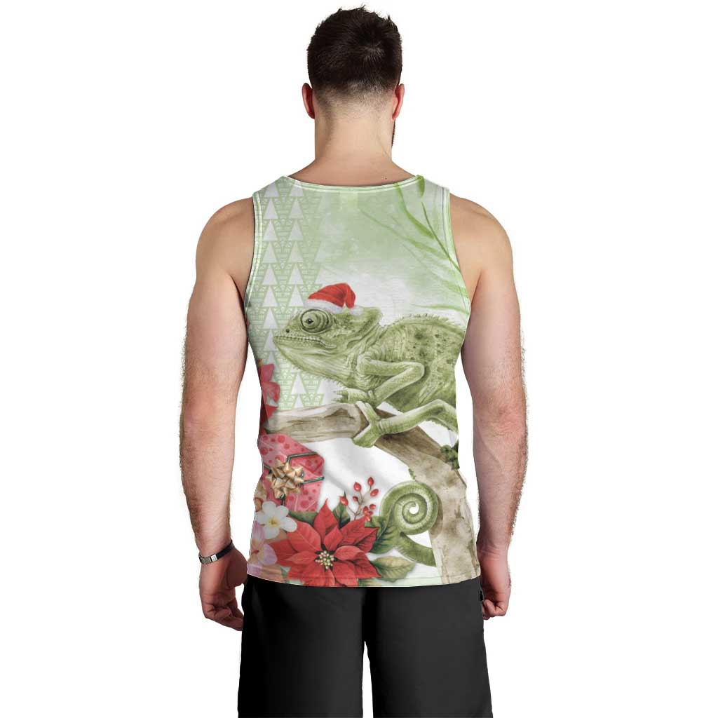 Pastel Green Hawaii Chameleon Christmas Men Tank Top Mele Kalikimaka Kakau - Watercolor LT14 - Polynesian Pride