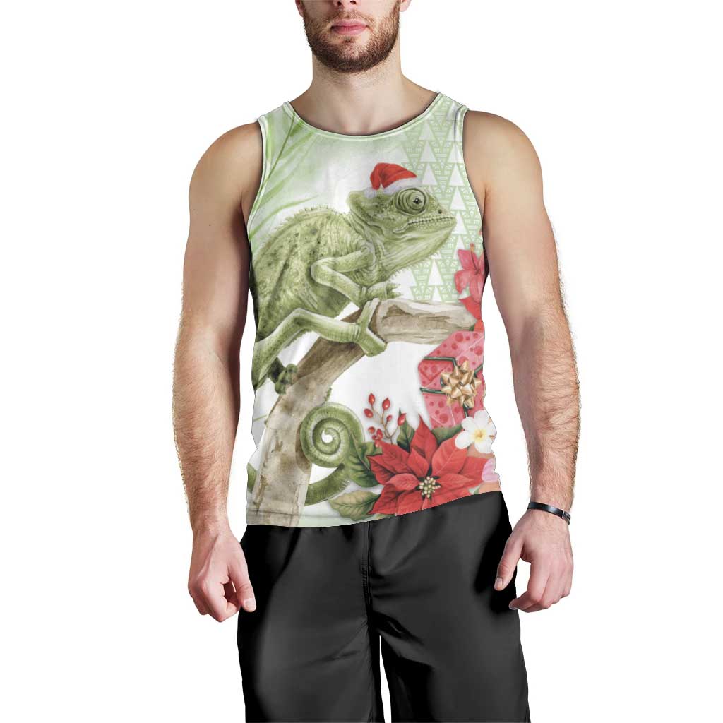 Pastel Green Hawaii Chameleon Christmas Men Tank Top Mele Kalikimaka Kakau - Watercolor LT14 - Polynesian Pride
