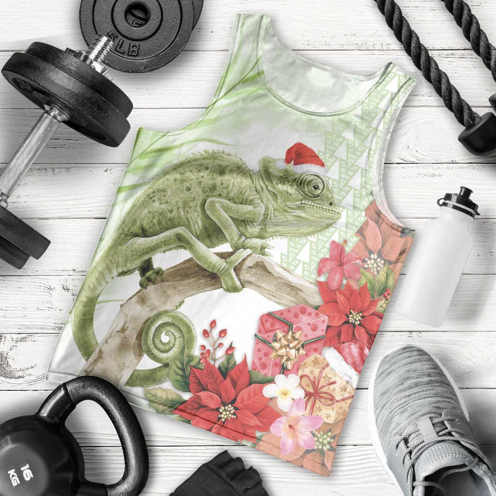 Pastel Green Hawaii Chameleon Christmas Men Tank Top Mele Kalikimaka Kakau - Watercolor LT14 - Polynesian Pride