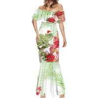 Pastel Green Hawaii Chameleon Christmas Mermaid Dress Mele Kalikimaka Kakau - Watercolor LT14 - Polynesian Pride