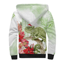 Pastel Green Hawaii Chameleon Christmas Sherpa Hoodie Mele Kalikimaka Kakau - Watercolor LT14 - Polynesian Pride