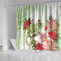 Pastel Green Hawaii Chameleon Christmas Shower Curtain Mele Kalikimaka Kakau - Watercolor LT14 - Polynesian Pride