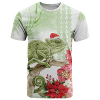 Pastel Green Hawaii Chameleon Christmas T Shirt Mele Kalikimaka Kakau - Watercolor LT14 Green - Polynesian Pride