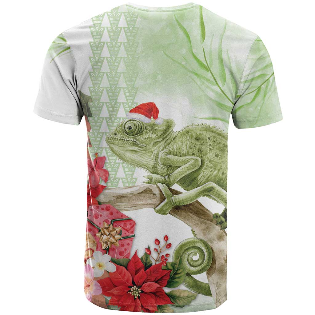 Pastel Green Hawaii Chameleon Christmas T Shirt Mele Kalikimaka Kakau - Watercolor LT14 - Polynesian Pride