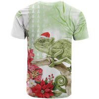 Pastel Green Hawaii Chameleon Christmas T Shirt Mele Kalikimaka Kakau - Watercolor LT14 - Polynesian Pride
