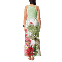 Pastel Green Hawaii Chameleon Christmas Tank Maxi Dress Mele Kalikimaka Kakau - Watercolor LT14 - Polynesian Pride