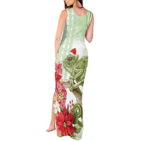 Pastel Green Hawaii Chameleon Christmas Tank Maxi Dress Mele Kalikimaka Kakau - Watercolor LT14 - Polynesian Pride