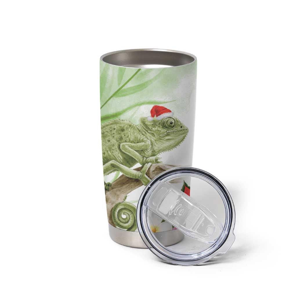 Pastel Green Hawaii Chameleon Christmas Tumbler Cup Mele Kalikimaka Kakau - Watercolor LT14 - Polynesian Pride