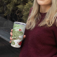 Pastel Green Hawaii Chameleon Christmas Tumbler Cup Mele Kalikimaka Kakau - Watercolor LT14 - Polynesian Pride