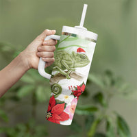 Pastel Green Hawaii Chameleon Christmas Tumbler With Handle Mele Kalikimaka Kakau - Watercolor LT14 - Polynesian Pride