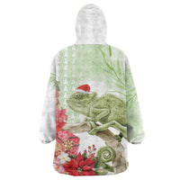 Pastel Green Hawaii Chameleon Christmas Wearable Blanket Hoodie Mele Kalikimaka Kakau - Watercolor LT14 - Polynesian Pride