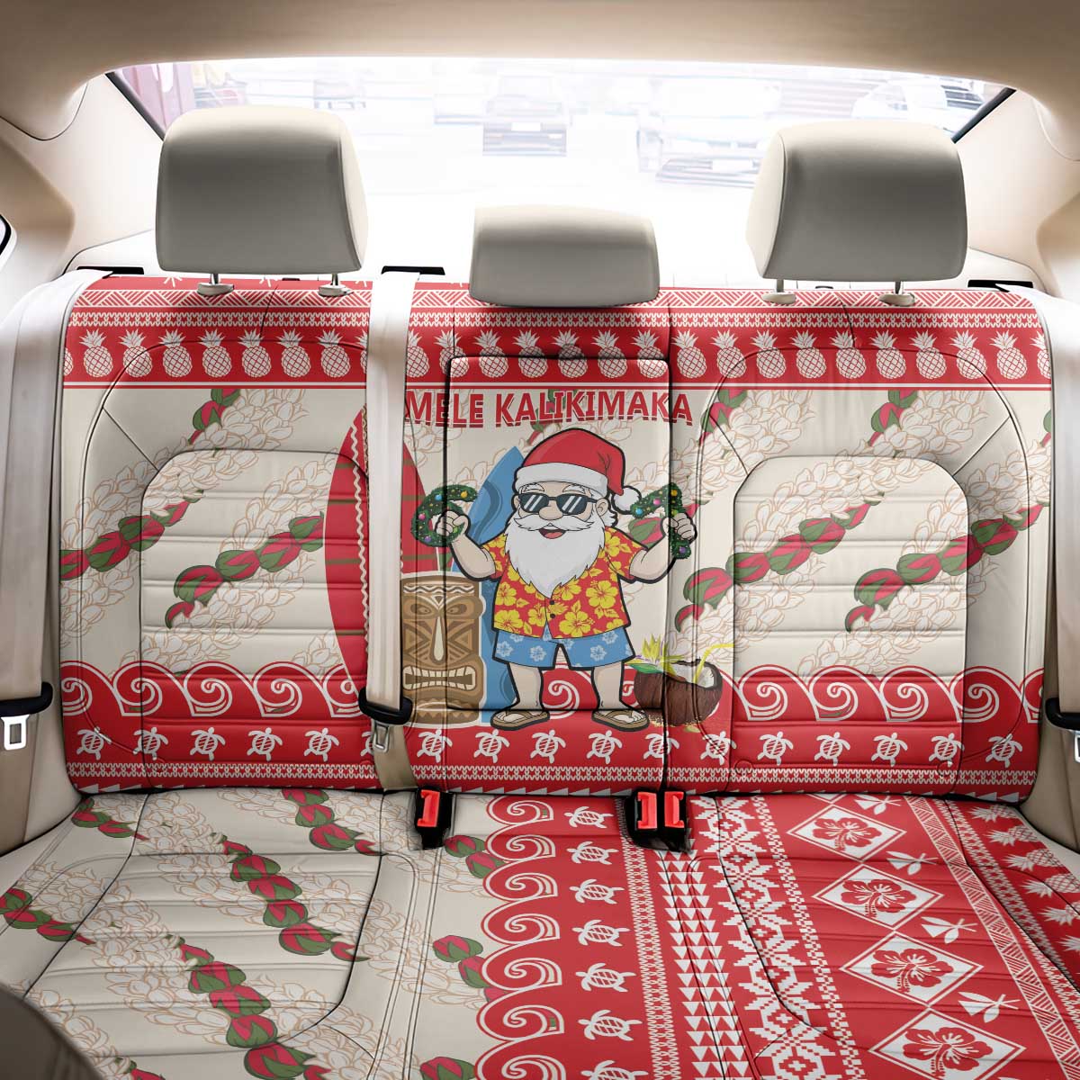 Hawaii Christmas Six Seven Back Car Seat Cover Mele Kalikimaka Funny Santa 67 Gen Alpha Slang LT14 - Polynesian Pride