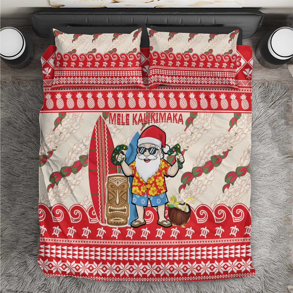 Hawaii Christmas Six Seven Bedding Set Mele Kalikimaka Funny Santa 67 Gen Alpha Slang LT14 Red - Polynesian Pride