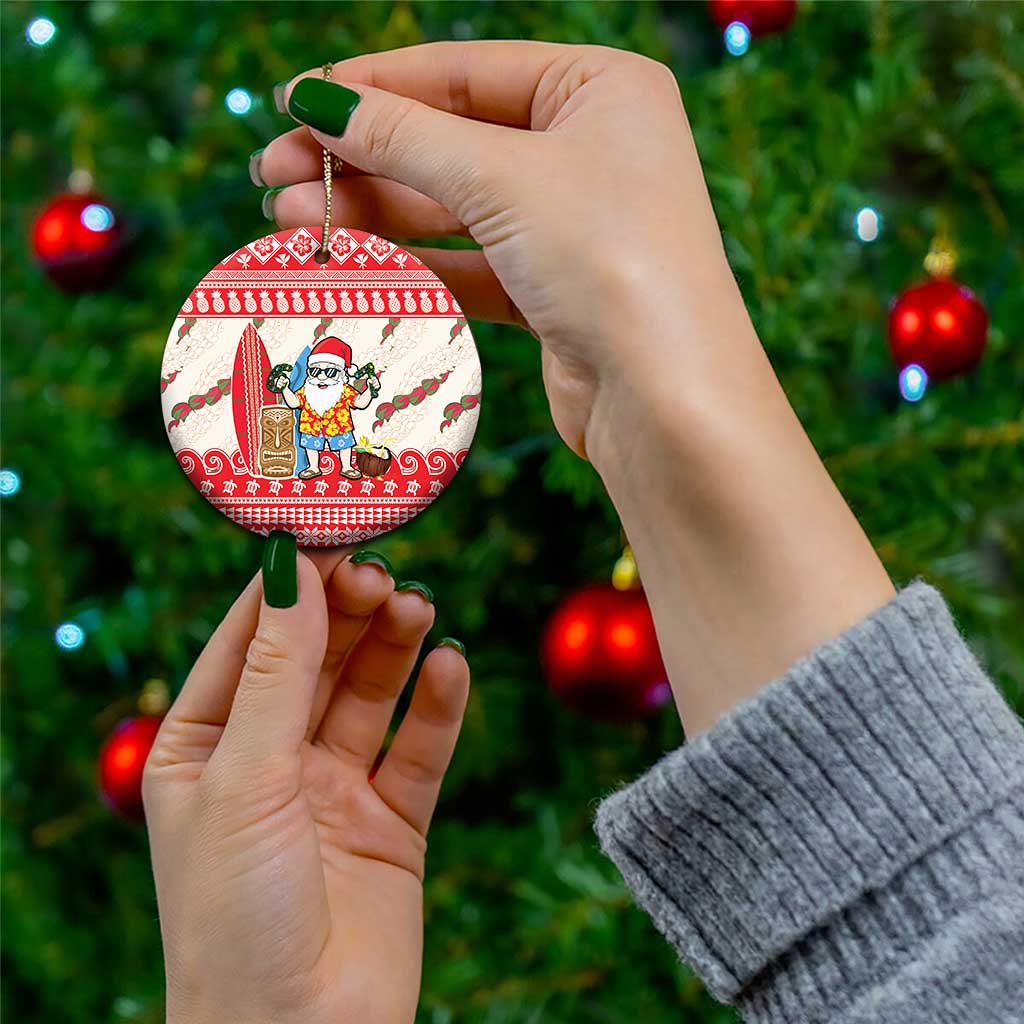 Hawaii Christmas Six Seven Ceramic Ornament Mele Kalikimaka Funny Santa 67 Gen Alpha Slang - Polynesian Pride