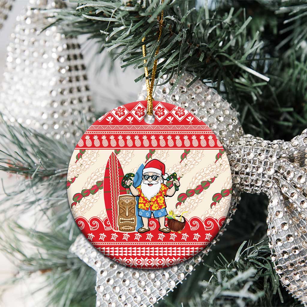 Hawaii Christmas Six Seven Ceramic Ornament Mele Kalikimaka Funny Santa 67 Gen Alpha Slang - Polynesian Pride
