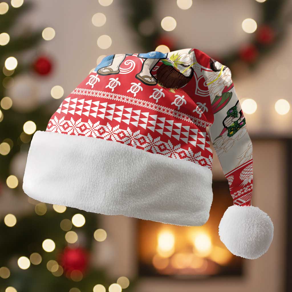Hawaii Christmas Six Seven Christmas Santa Hat Mele Kalikimaka Funny Santa 67 Gen Alpha Slang LT14 Without Fur Red - Polynesian Pride