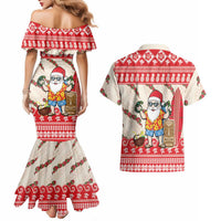 Hawaii Christmas Six Seven Couples Matching Mermaid Dress and Hawaiian Shirt Mele Kalikimaka Funny Santa 67 Gen Alpha Slang LT14 - Polynesian Pride