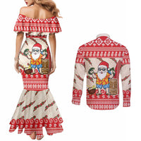 Hawaii Christmas Six Seven Couples Matching Mermaid Dress and Long Sleeve Button Shirt Mele Kalikimaka Funny Santa 67 Gen Alpha Slang LT14 - Polynesian Pride