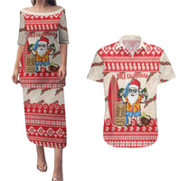 Hawaii Christmas Six Seven Couples Matching Puletasi and Hawaiian Shirt Mele Kalikimaka Funny Santa 67 Gen Alpha Slang LT14 Red - Polynesian Pride