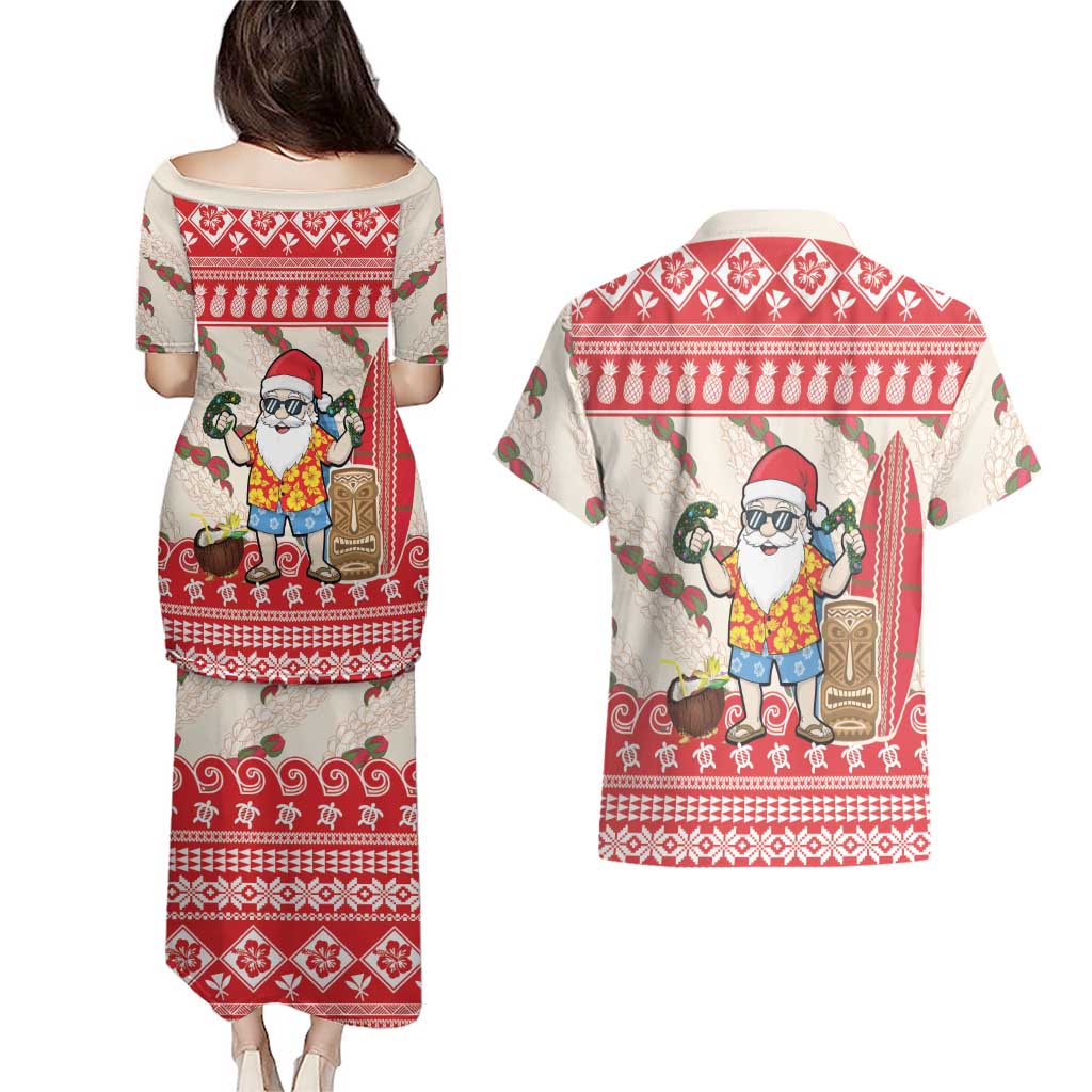 Hawaii Christmas Six Seven Couples Matching Puletasi and Hawaiian Shirt Mele Kalikimaka Funny Santa 67 Gen Alpha Slang LT14 - Polynesian Pride