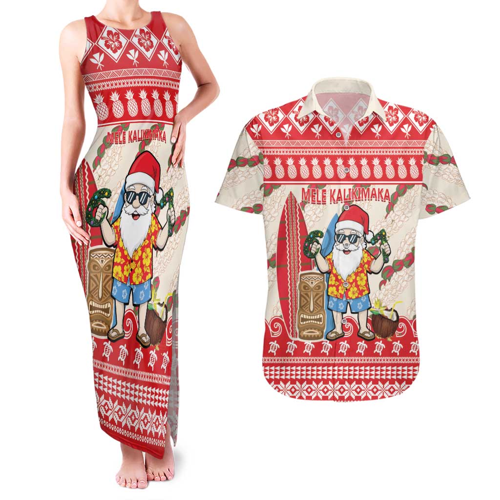 Hawaii Christmas Six Seven Couples Matching Tank Maxi Dress and Hawaiian Shirt Mele Kalikimaka Funny Santa 67 Gen Alpha Slang LT14 Red - Polynesian Pride