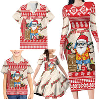 Hawaii Christmas Six Seven Family Matching Long Sleeve Bodycon Dress and Hawaiian Shirt Mele Kalikimaka Funny Santa 67 Gen Alpha Slang LT14 - Polynesian Pride