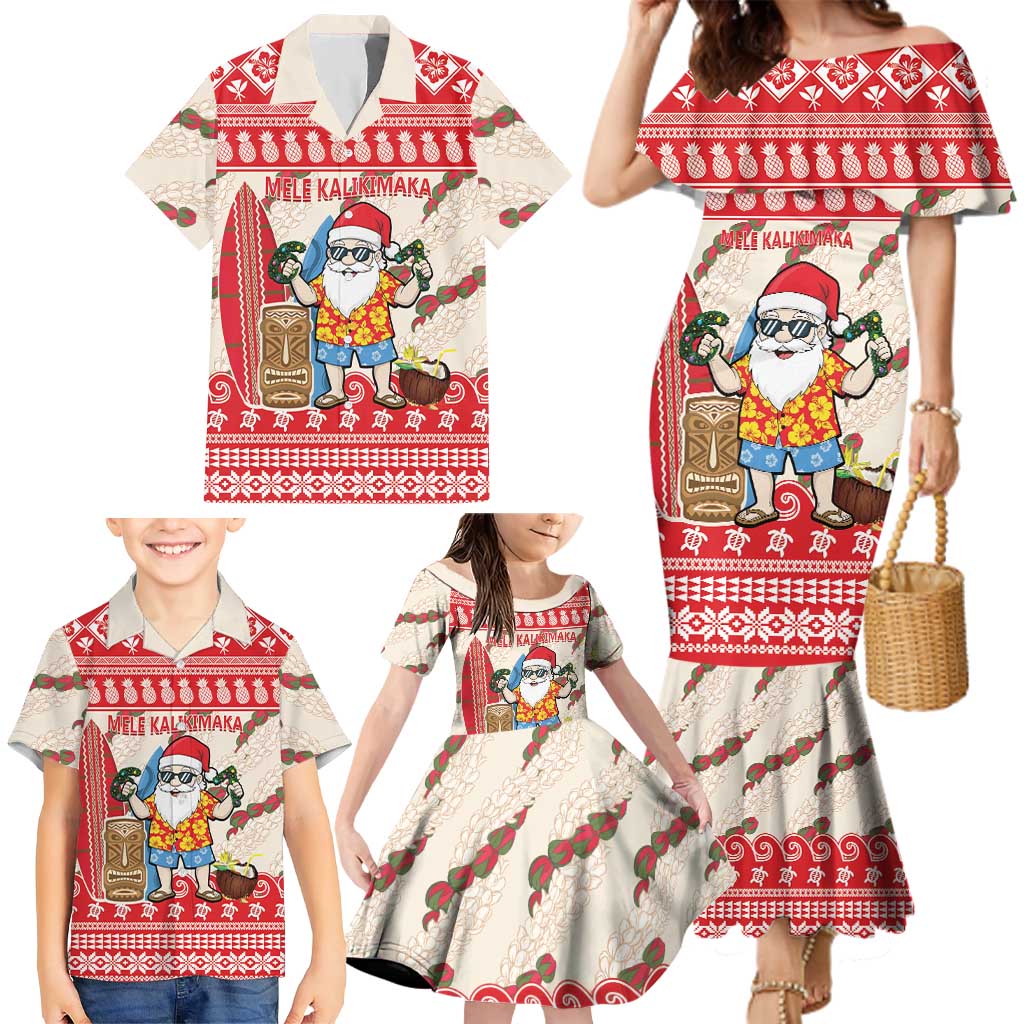 Hawaii Christmas Six Seven Family Matching Mermaid Dress and Hawaiian Shirt Mele Kalikimaka Funny Santa 67 Gen Alpha Slang LT14 - Polynesian Pride