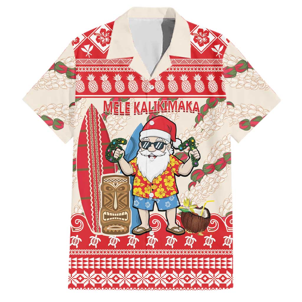 Hawaii Christmas Six Seven Family Matching Mermaid Dress and Hawaiian Shirt Mele Kalikimaka Funny Santa 67 Gen Alpha Slang LT14 Dad's Shirt - Short Sleeve Red - Polynesian Pride