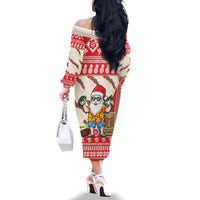 Hawaii Christmas Six Seven Family Matching Off The Shoulder Long Sleeve Dress and Hawaiian Shirt Mele Kalikimaka Funny Santa 67 Gen Alpha Slang LT14 - Polynesian Pride