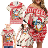 Hawaii Christmas Six Seven Family Matching Off Shoulder Short Dress and Hawaiian Shirt Mele Kalikimaka Funny Santa 67 Gen Alpha Slang LT14 - Polynesian Pride