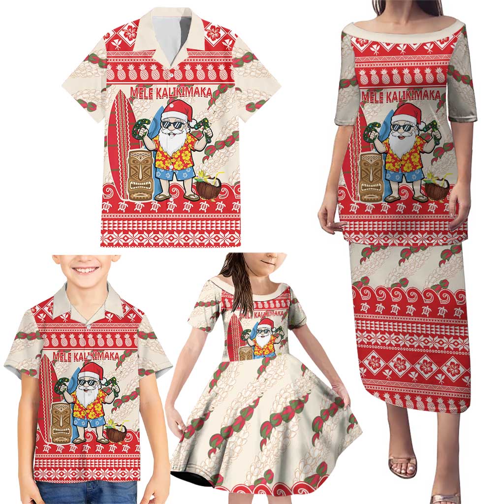 Hawaii Christmas Six Seven Family Matching Puletasi and Hawaiian Shirt Mele Kalikimaka Funny Santa 67 Gen Alpha Slang - Polynesian Pride