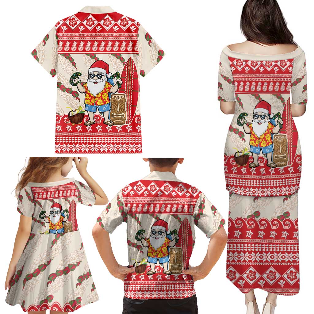 Hawaii Christmas Six Seven Family Matching Puletasi and Hawaiian Shirt Mele Kalikimaka Funny Santa 67 Gen Alpha Slang LT14 - Polynesian Pride