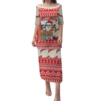 Hawaii Christmas Six Seven Family Matching Puletasi and Hawaiian Shirt Mele Kalikimaka Funny Santa 67 Gen Alpha Slang LT14 Red - Polynesian Pride
