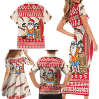 Hawaii Christmas Six Seven Family Matching Short Sleeve Bodycon Dress and Hawaiian Shirt Mele Kalikimaka Funny Santa 67 Gen Alpha Slang LT14 - Polynesian Pride