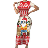 Hawaii Christmas Six Seven Family Matching Short Sleeve Bodycon Dress and Hawaiian Shirt Mele Kalikimaka Funny Santa 67 Gen Alpha Slang LT14 Red - Polynesian Pride