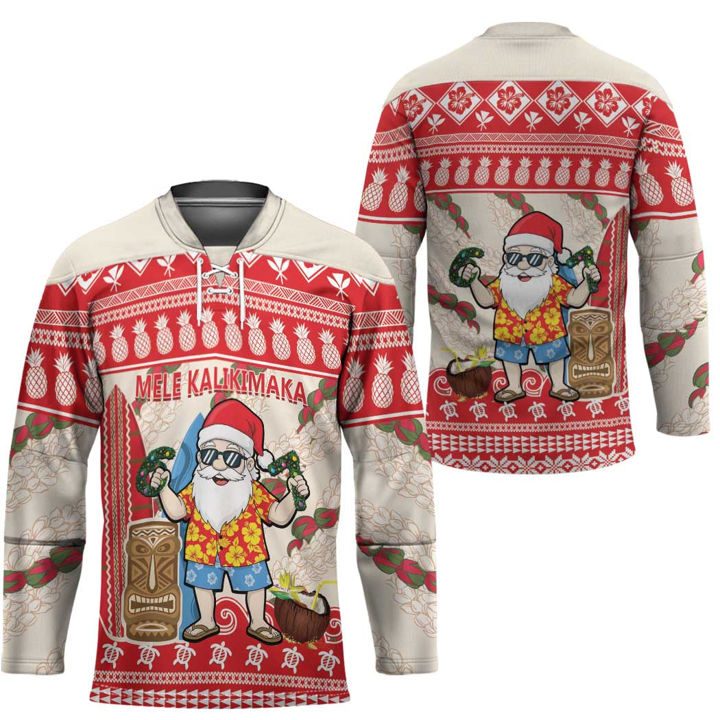 Hawaii Christmas Six Seven Hockey Jersey Mele Kalikimaka Funny Santa 67 Gen Alpha Slang LT14 - Polynesian Pride