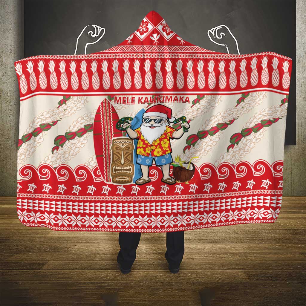 Hawaii Christmas Six Seven Hooded Blanket Mele Kalikimaka Funny Santa 67 Gen Alpha Slang LT14 - Polynesian Pride