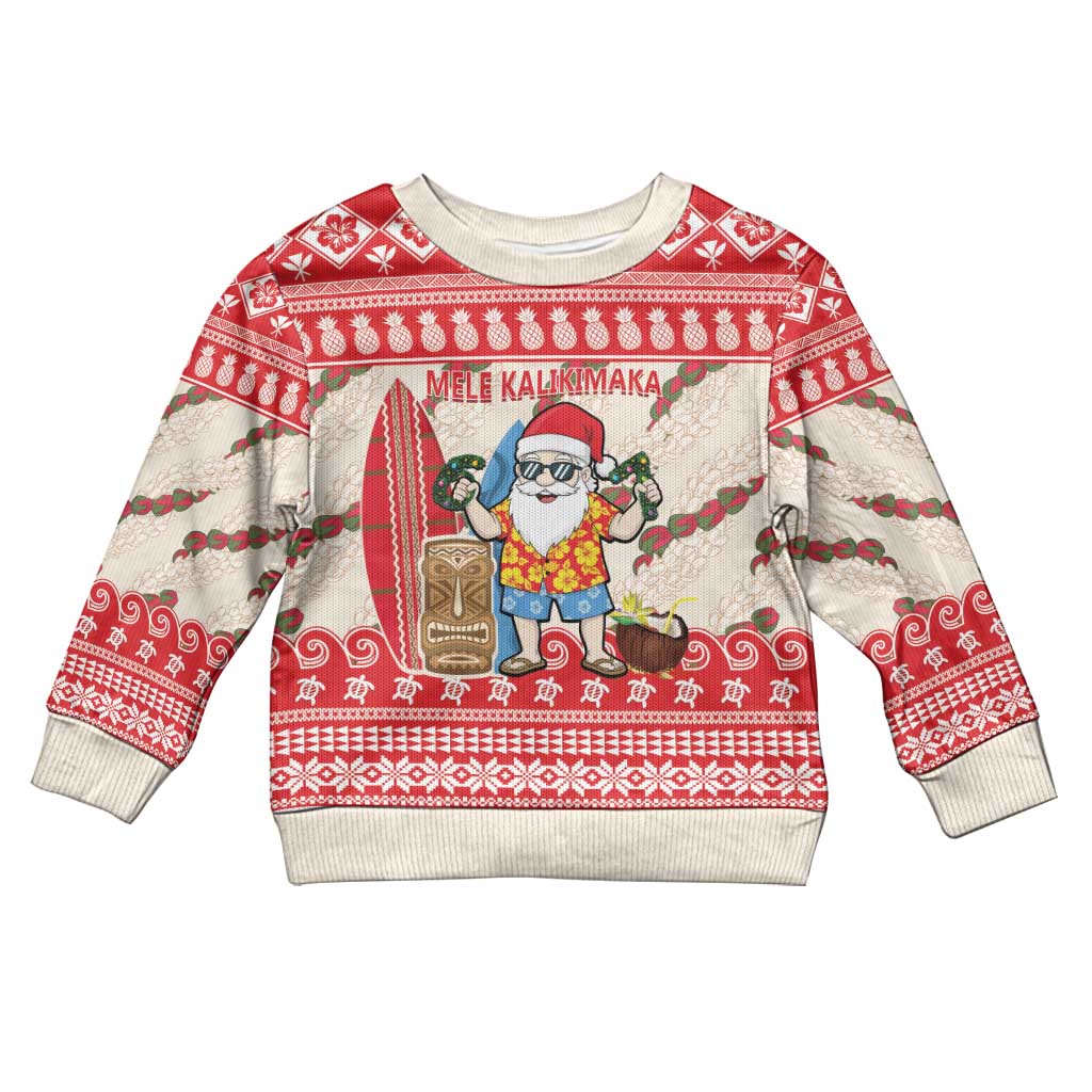 Hawaii Christmas Six Seven Kid Ugly Christmas Sweater Mele Kalikimaka Funny Santa 67 Gen Alpha Slang LT14 Kid Red - Polynesian Pride