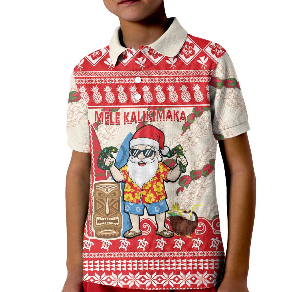 Hawaii Christmas Six Seven Kid Polo Shirt Mele Kalikimaka Funny Santa 67 Gen Alpha Slang LT14 Kid Red - Polynesian Pride