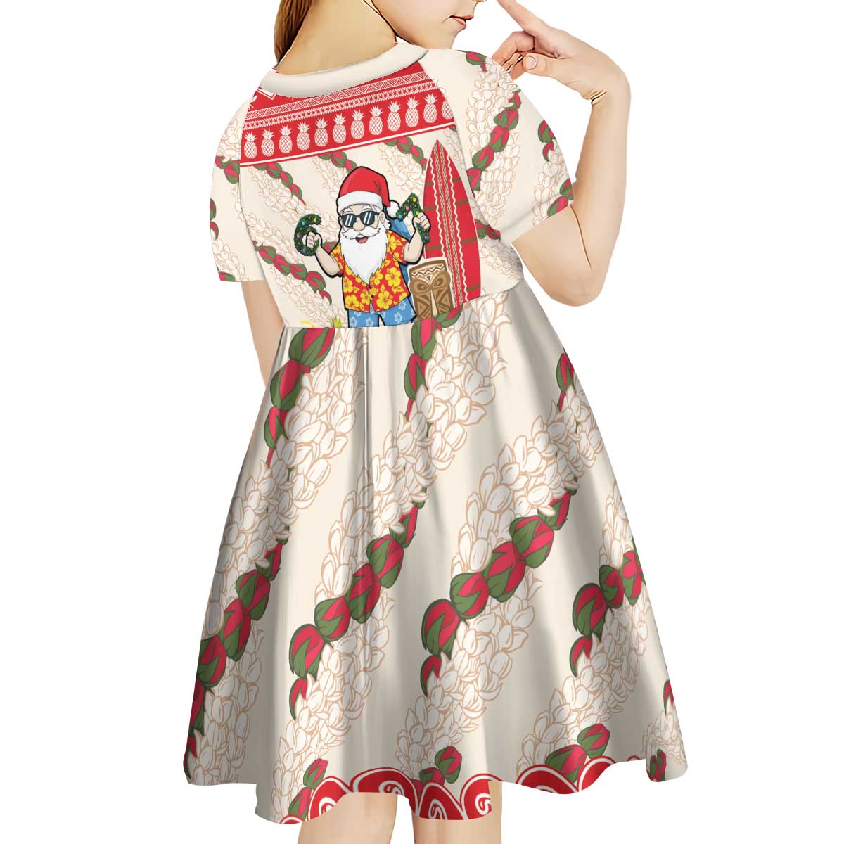 Hawaii Christmas Six Seven Kid Short Sleeve Dress Mele Kalikimaka Funny Santa 67 Gen Alpha Slang LT14 - Polynesian Pride