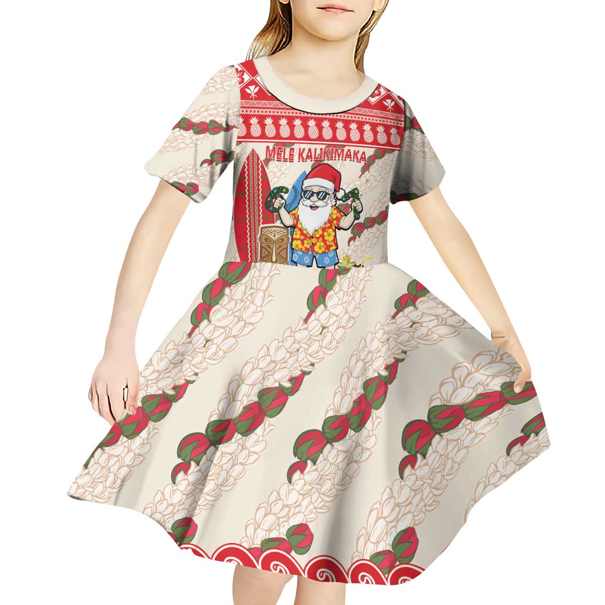 Hawaii Christmas Six Seven Kid Short Sleeve Dress Mele Kalikimaka Funny Santa 67 Gen Alpha Slang LT14 - Polynesian Pride