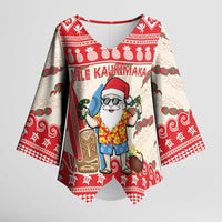 Hawaii Christmas Six Seven Kimono Sleeve Blouse Mele Kalikimaka Funny Santa 67 Gen Alpha Slang LT14 Female Red - Polynesian Pride